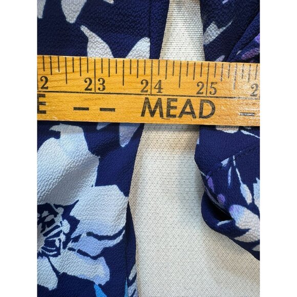 Croft & Barrow Womens Blouse XXL Navy Floral 3/4 Sleeves & Zipper Accent - Picture 5 of 9